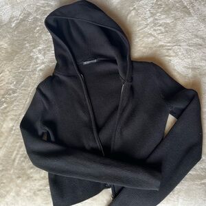 Brandy Melville cropped ribbed double zipper jacket